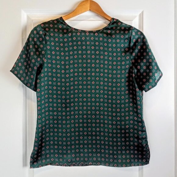 Mario Serrani Italy Green Print SS Top - Picture 1 of 5